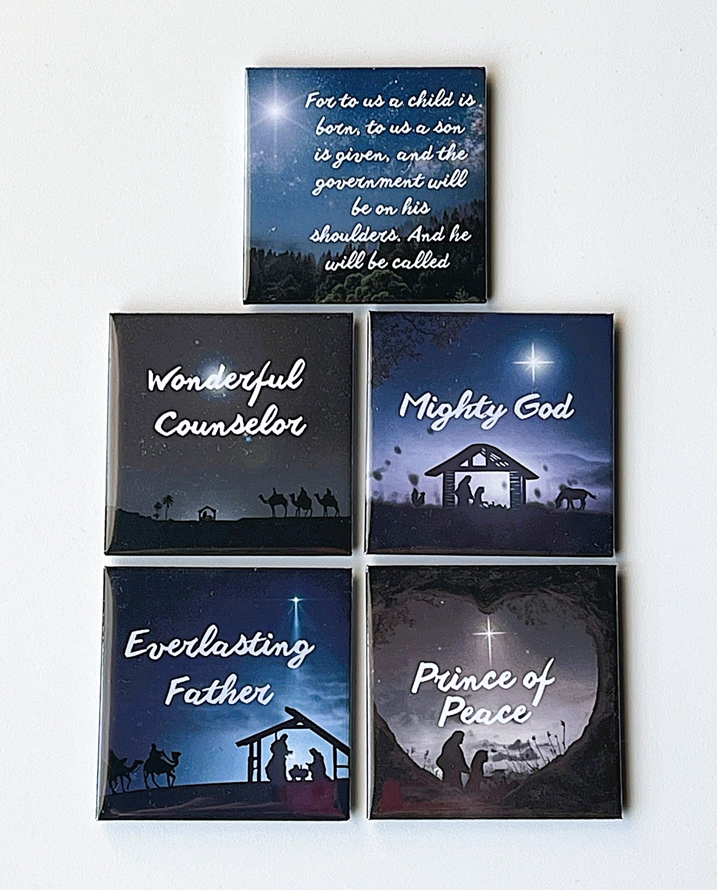 Isaiah 9:6 Scripture Magnet Set — 2x2 (5-Pack)