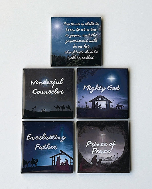 Isaiah 9:6 Scripture Magnet Set —  2x2 (5-Pack)
